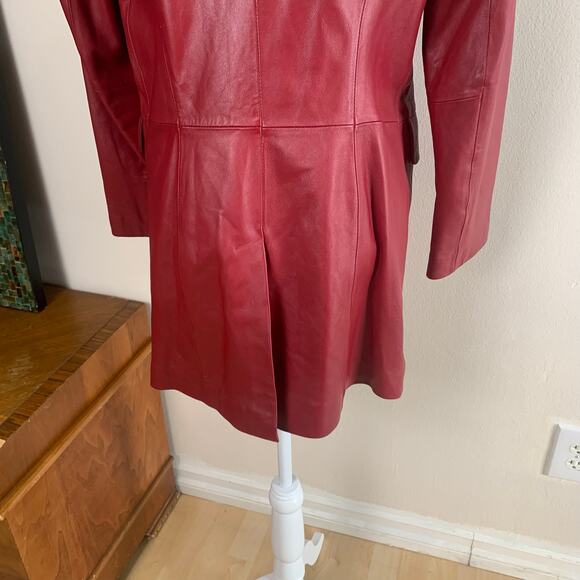 Vintage Genuine Leather Terry Lewis Size S Coat Jacket Burgundy Red Classic - Picture 6 of 11